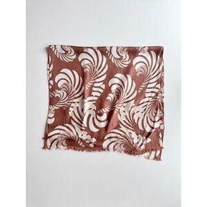 FREY WILLE Brown Ivory Sphinx Motif Silk Twill 69" x 20" Large Scarf Shawl